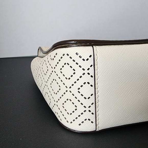 Tory Burch Robinson Perforated Convertible Crossbody Shoulder Bag, White, EUC - Picture 6 of 11